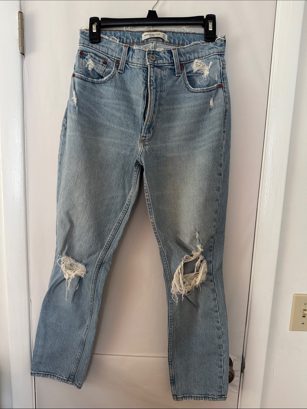 Abercrombie & Fitch Light Wash Distressed High-Rise Jeans
